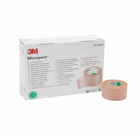 3M Micropore Medical Tape Tan 1 Inch X 10 Yard Paper NonSterile, 12PK 1533-1